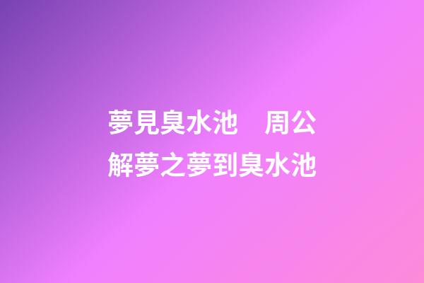 夢見臭水池　周公解夢之夢到臭水池